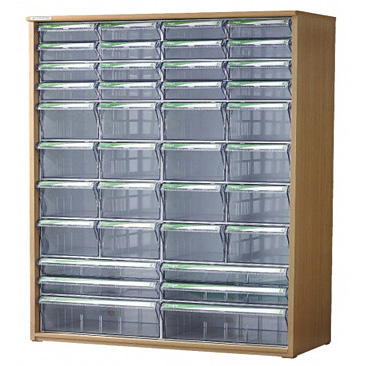 중앙브레인 > 부품박스세트장  > 부품박스세트장(목재프레임)  > 중앙브레인 CA1115 투명 플라스틱 다용도 부품 정리 서랍 박스 상자 함 장 부품박스장(목재)